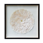 Handmade Natural White Feather Flower Black Gold Trim Shadow Box Wall Decor