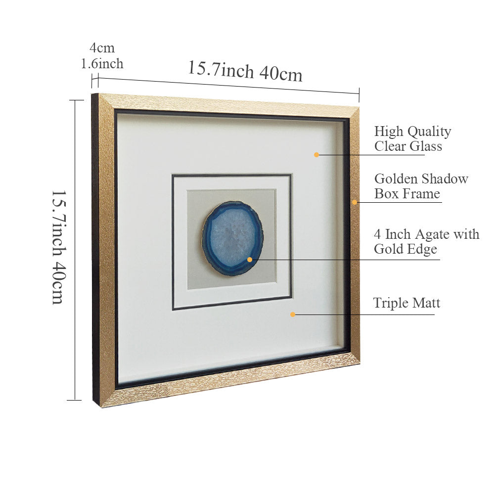 Natural Agate Slice Shadow Box Wall Art | Custom Framed Gemstone Decor