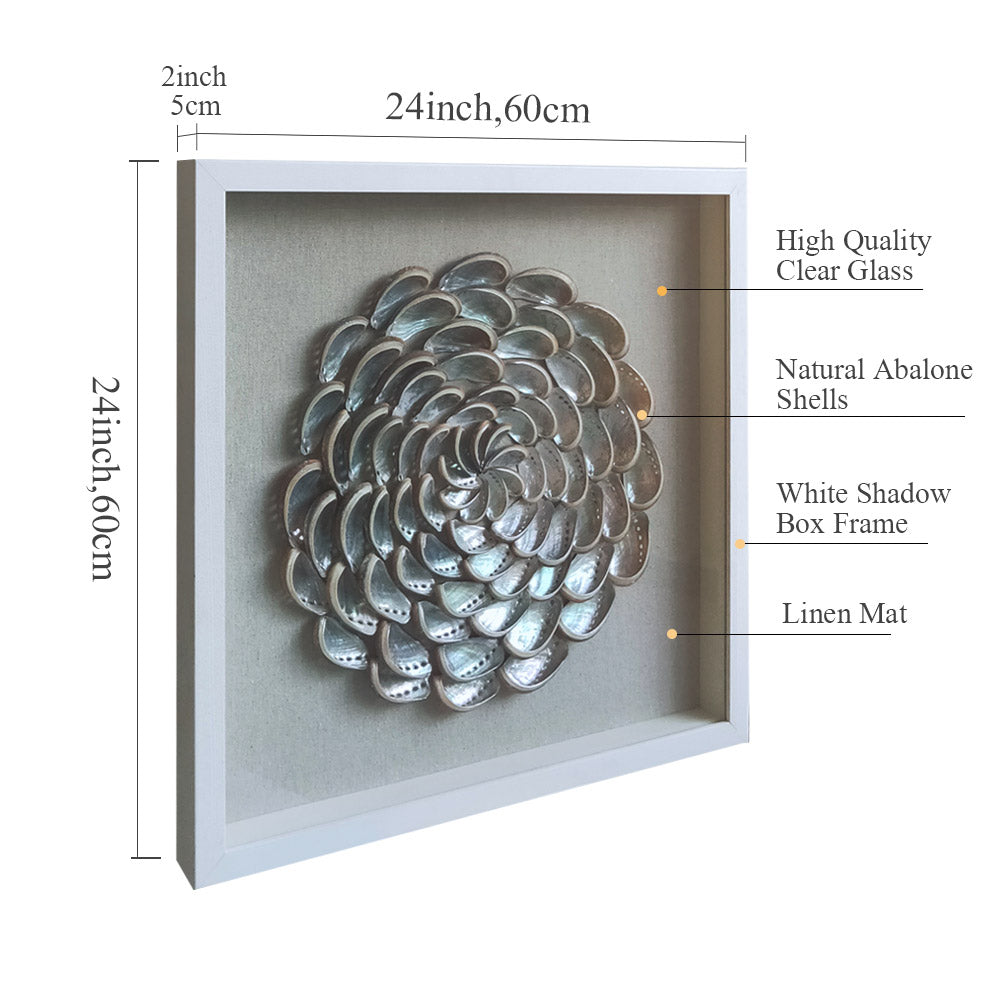 Abalone Shell Shadow Box | 60×60 cm | Iridescent Ocean Art | HD Glass