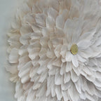 Handmade Natural White Feather Flower Black Gold Trim Shadow Box Wall Decor