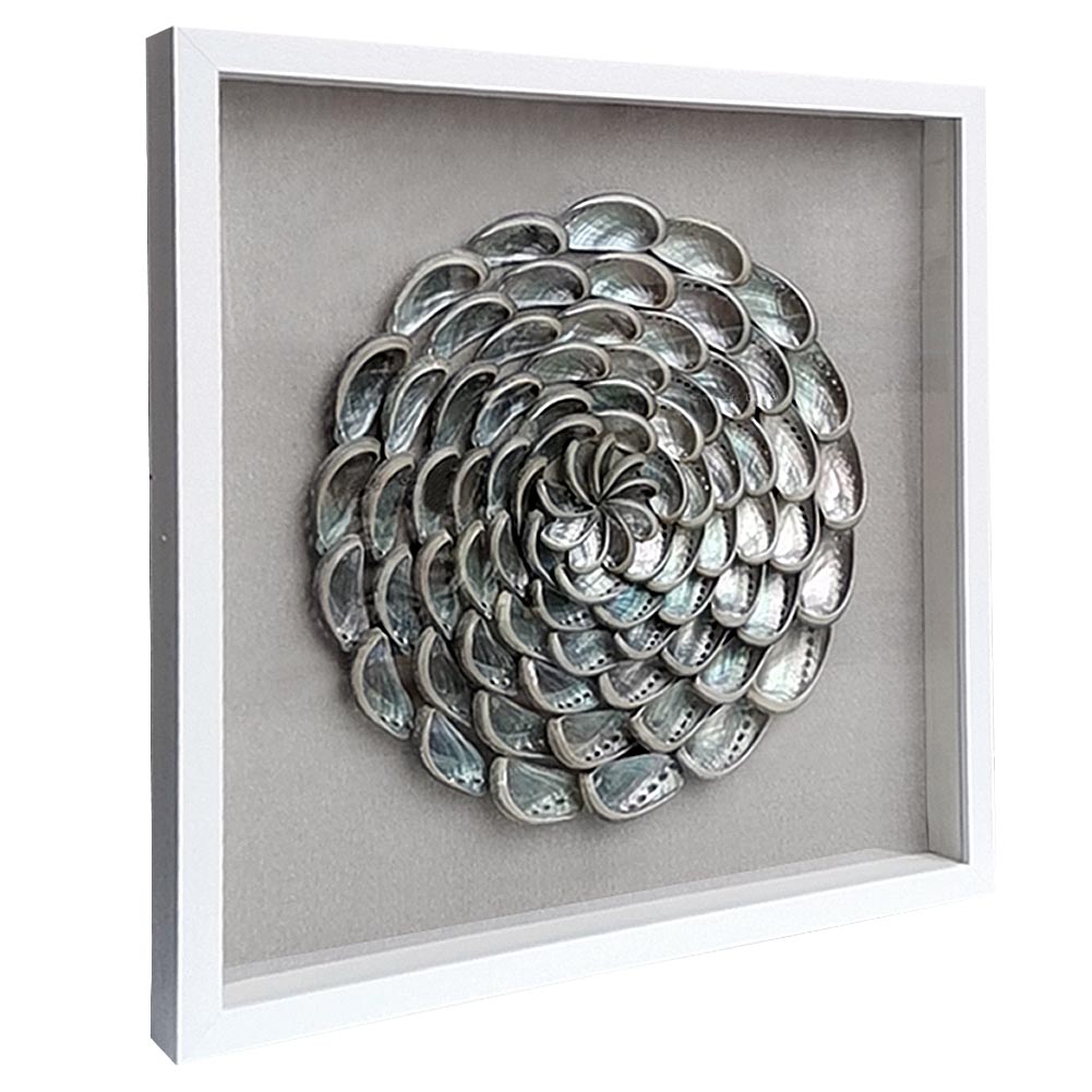 Abalone Shell Shadow Box | 60×60 cm | Iridescent Ocean Art | HD Glass