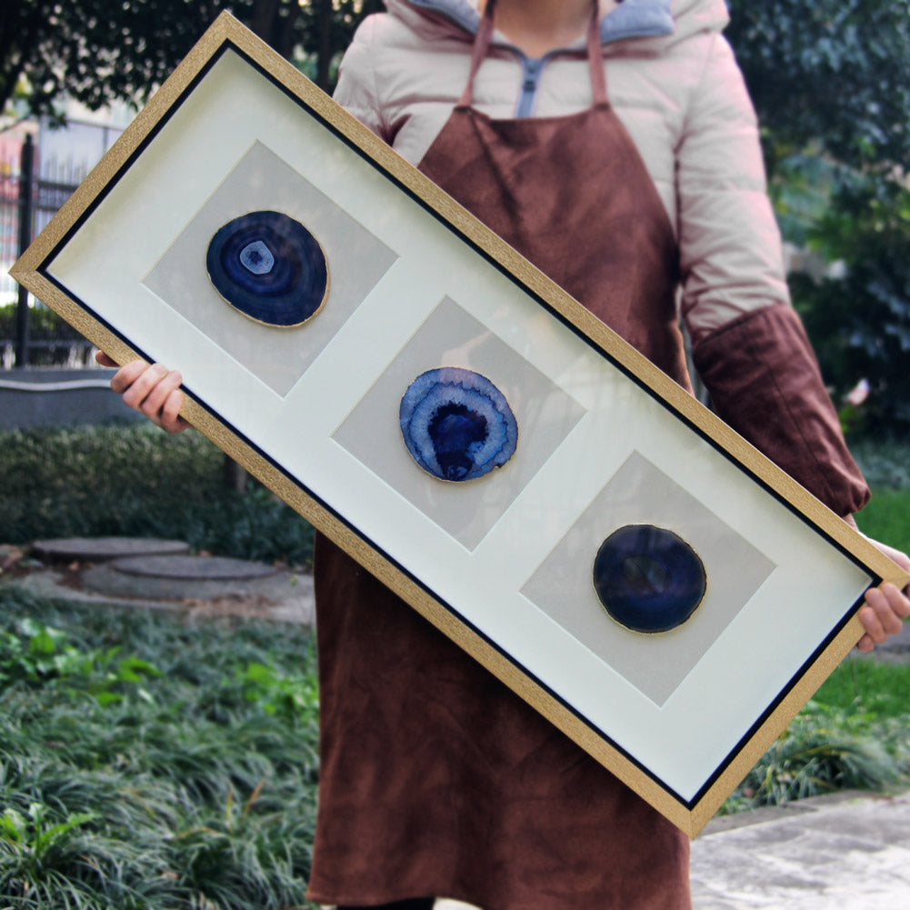 Agate Slice Shadow Box | 33×86 cm | Natural Stone Art | HD Glass