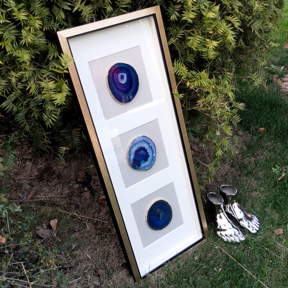 Agate Slice Shadow Box | 33×86 cm | Natural Stone Art | HD Glass