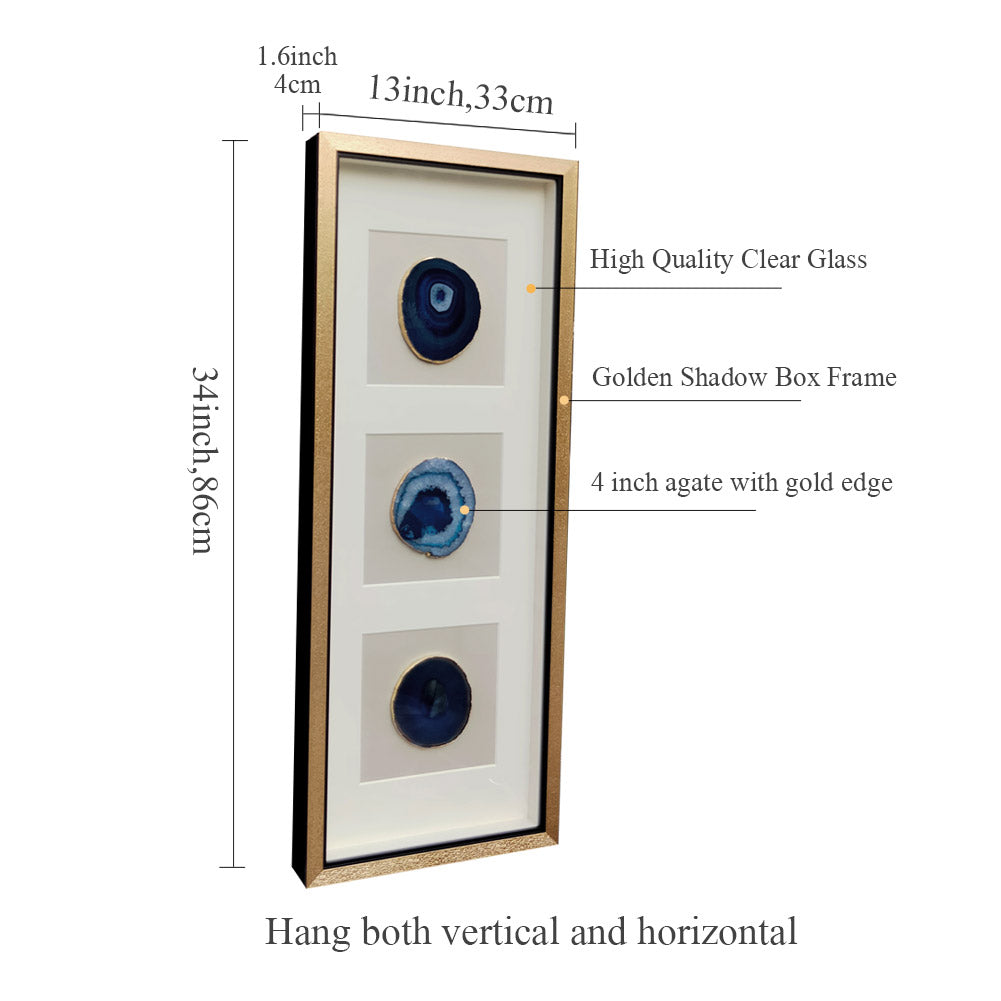 Agate Slice Shadow Box | 33×86 cm | Natural Stone Art | HD Glass