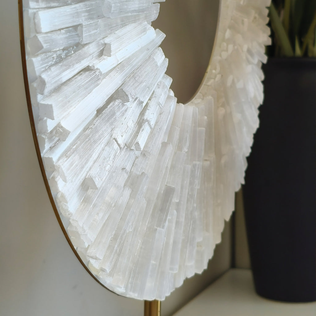 Natural White Calcite Sphere Sculpture Pair | Travertine Base & Metal Rod