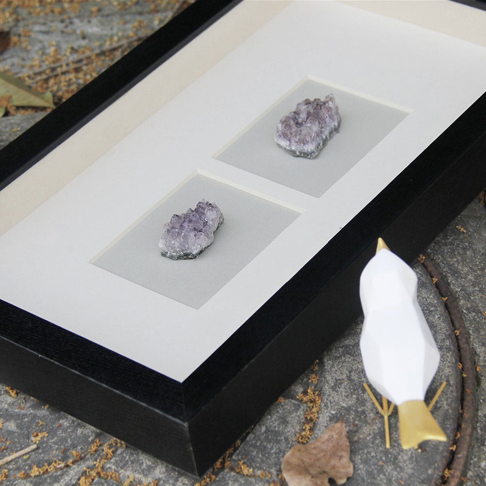 High-end hotel and guesthouse room black frame purple crystal mineral shadow box