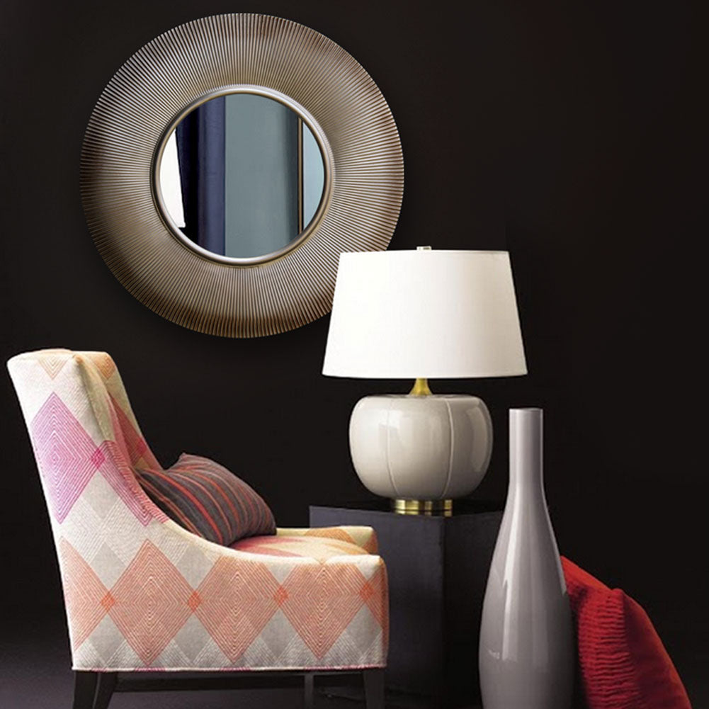 Round Mercury Wall Mirror | Gold MDF Frame | 80cm Luxury Decorative Mirror