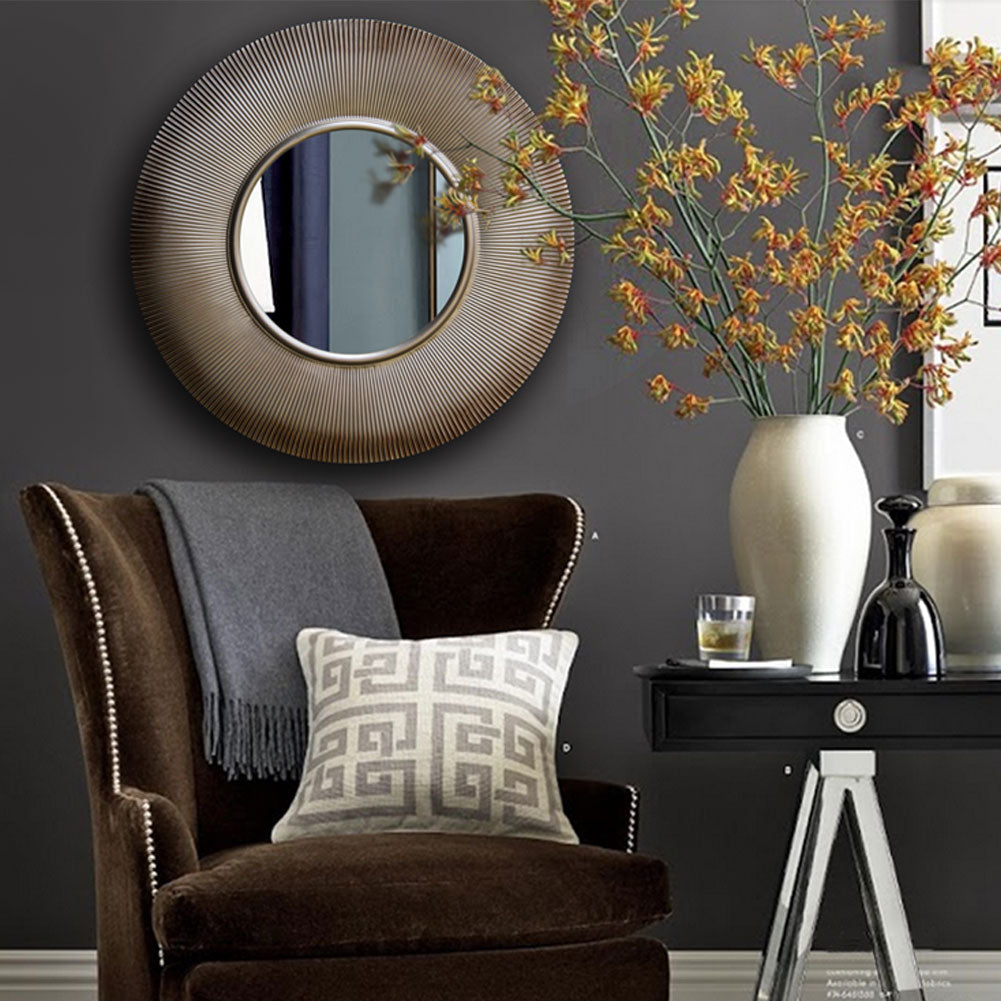 Round Mercury Wall Mirror | Gold MDF Frame | 80cm Luxury Decorative Mirror