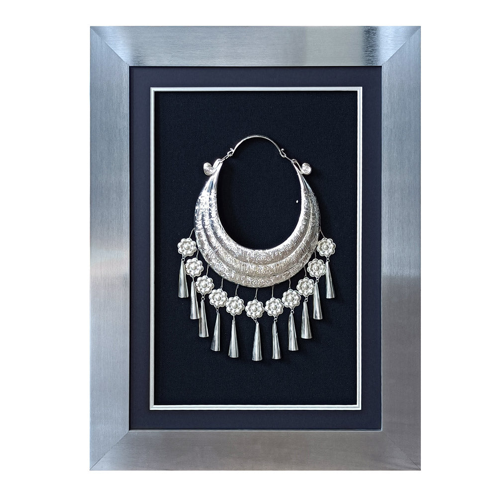 Miao Silver Wall Art | Hand-Hammered Ethnic Luxury | Silver Frame 60×80cm