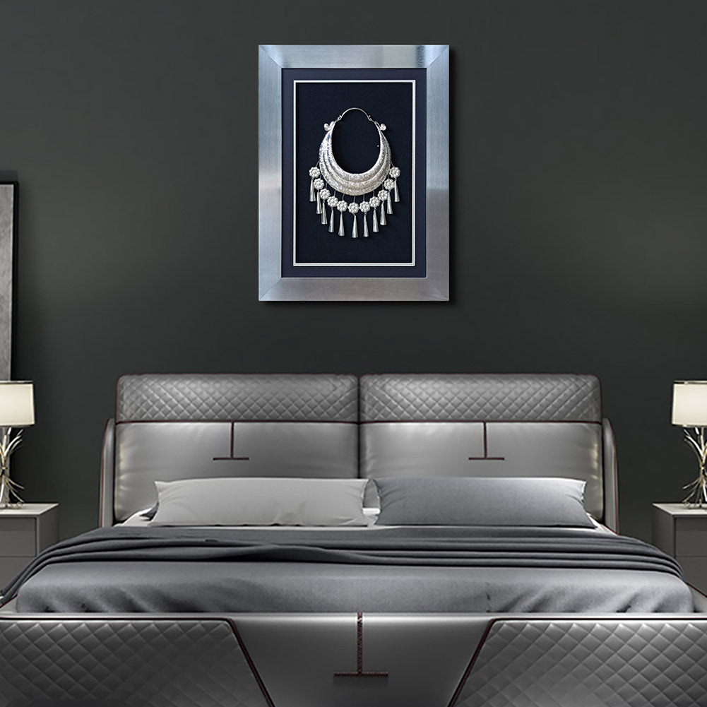 Miao Silver Wall Art | Hand-Hammered Ethnic Luxury | Silver Frame 60×80cm