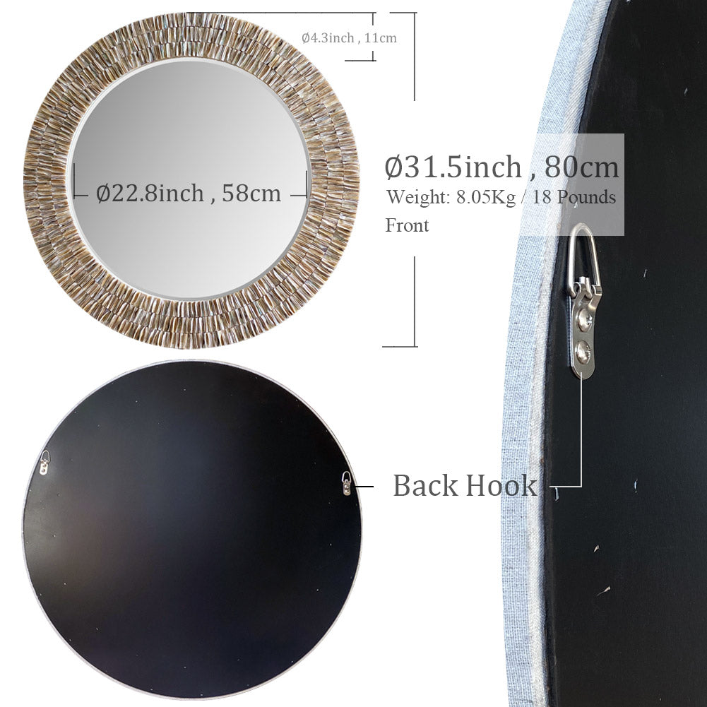 31.5-inch round Capiz Shell Mirror
