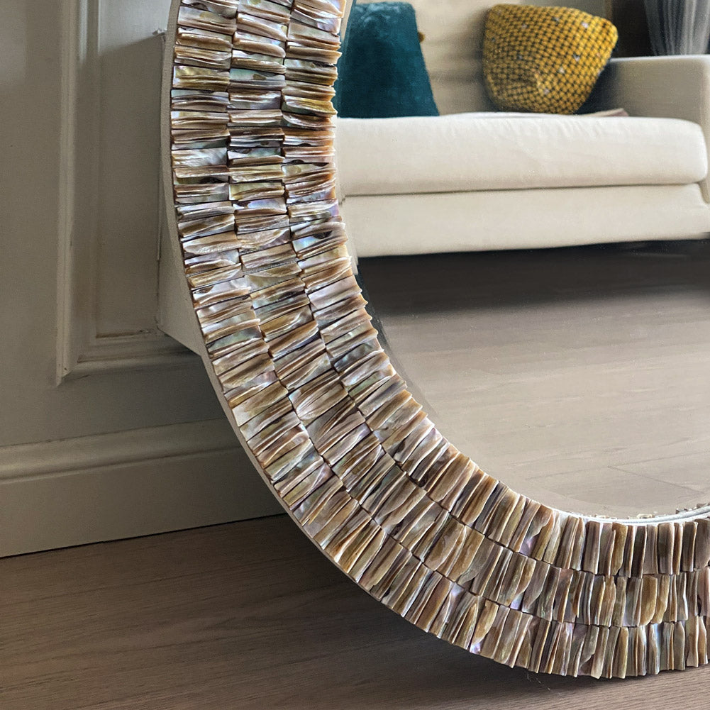 31.5-inch round Capiz Shell Mirror