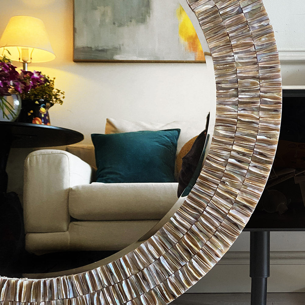 31.5-inch round Capiz Shell Mirror