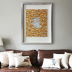 Vertical Handmade Gold Silver Capiz Shell Wall Art | Custom Hotel & Club Framed Decor