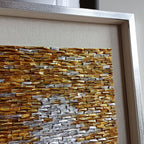Vertical Handmade Gold Silver Capiz Shell Wall Art | Custom Hotel & Club Framed Decor