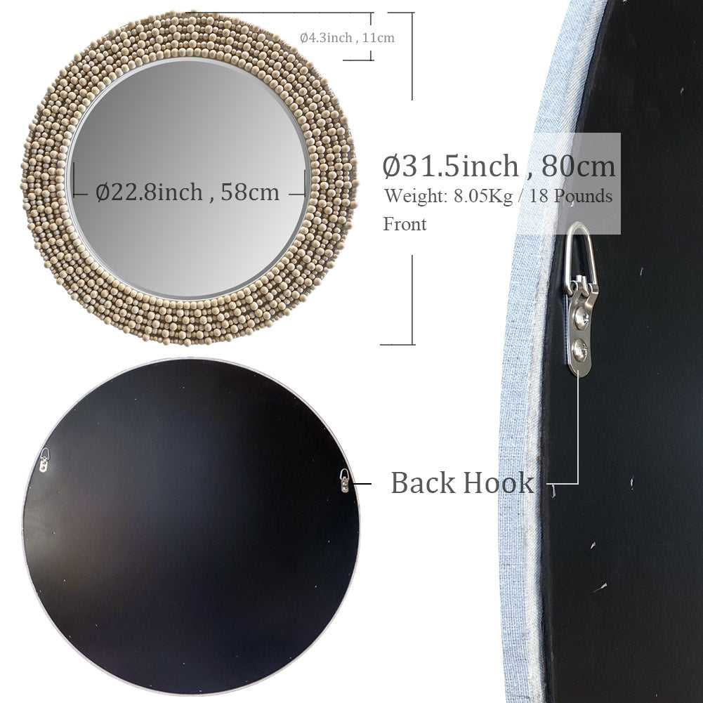 Round Wall Mirror | 80×80 cm | Custom Luxury Decor