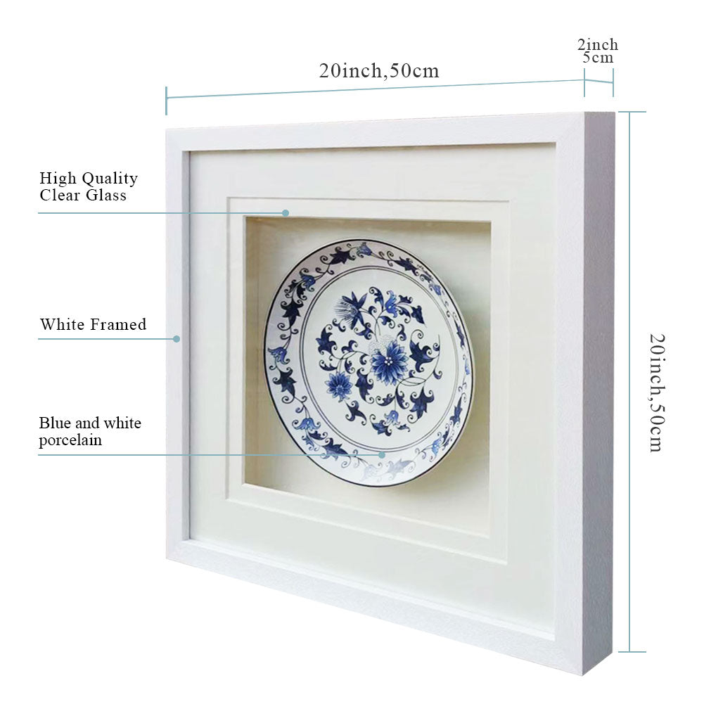 Ceramic Art Shadow Box | 50×50 cm | White Frame | HD Glass
