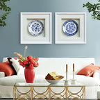 Blue & White Porcelain Shadow Box | 50×50 cm | Chinese Art | Oriental Wall Decor