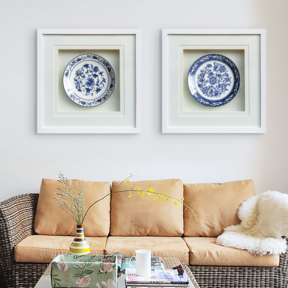 Ceramic Art Shadow Box | 50×50 cm | White Frame | HD Glass