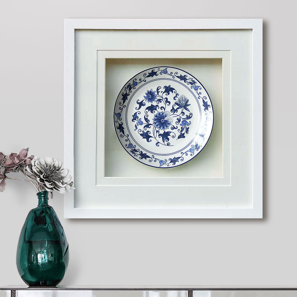 Ceramic Art Shadow Box | 50×50 cm | White Frame | HD Glass