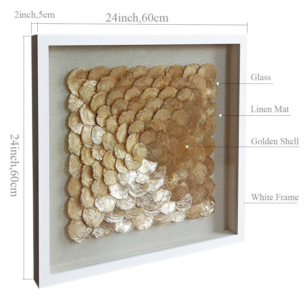 Custom Size Capiz Shell Framed Wall Art with Linen Mat & Front Glass