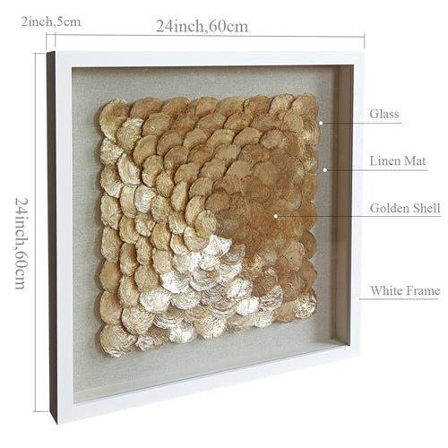 Custom Size Capiz Shell Framed Wall Art with Linen Mat & Front Glass