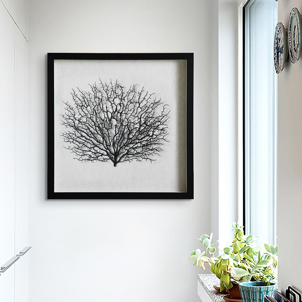 Artificial Sea Fan Coral Shadow Box Wall Art | Custom Framed Coastal Decor