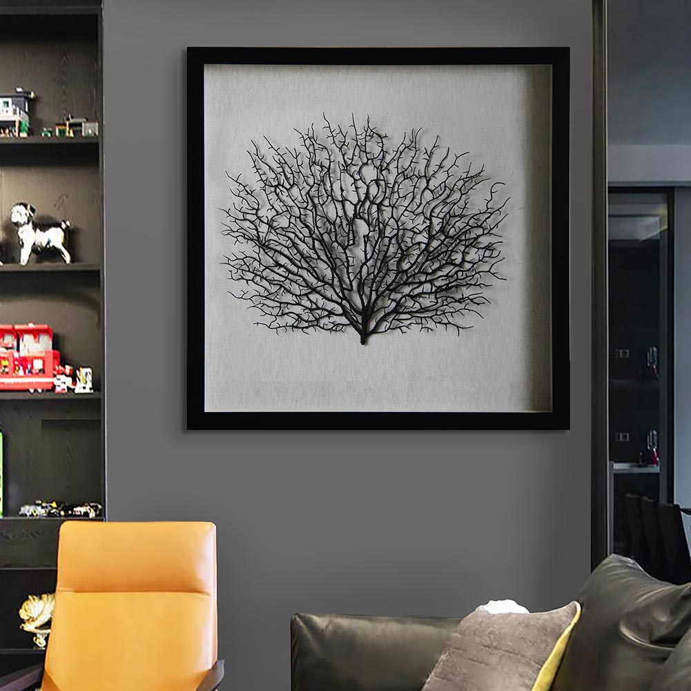 Artificial Sea Fan Coral Shadow Box Wall Art | Custom Framed Coastal Decor