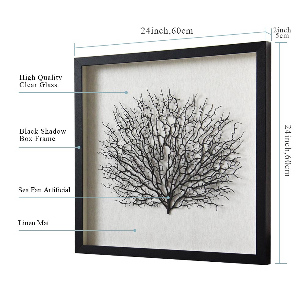 Artificial Sea Fan Coral Shadow Box Wall Art | Custom Framed Coastal Decor