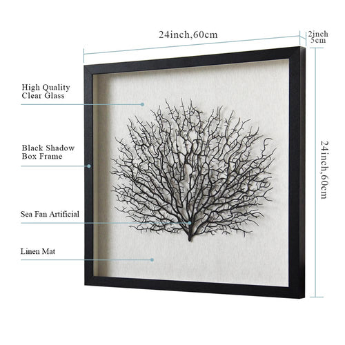 Artificial Sea Fan Coral Shadow Box Wall Art | Custom Framed Coastal Decor