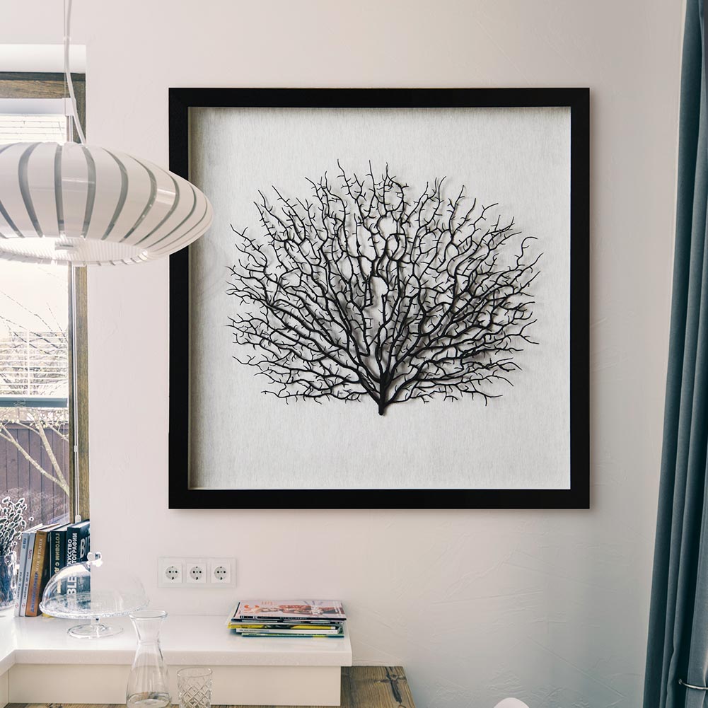 Artificial Sea Fan Coral Shadow Box Wall Art | Custom Framed Coastal Decor