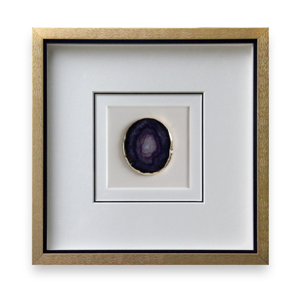 Natural Agate Slice Shadow Box Wall Art | Custom Framed Gemstone Decor