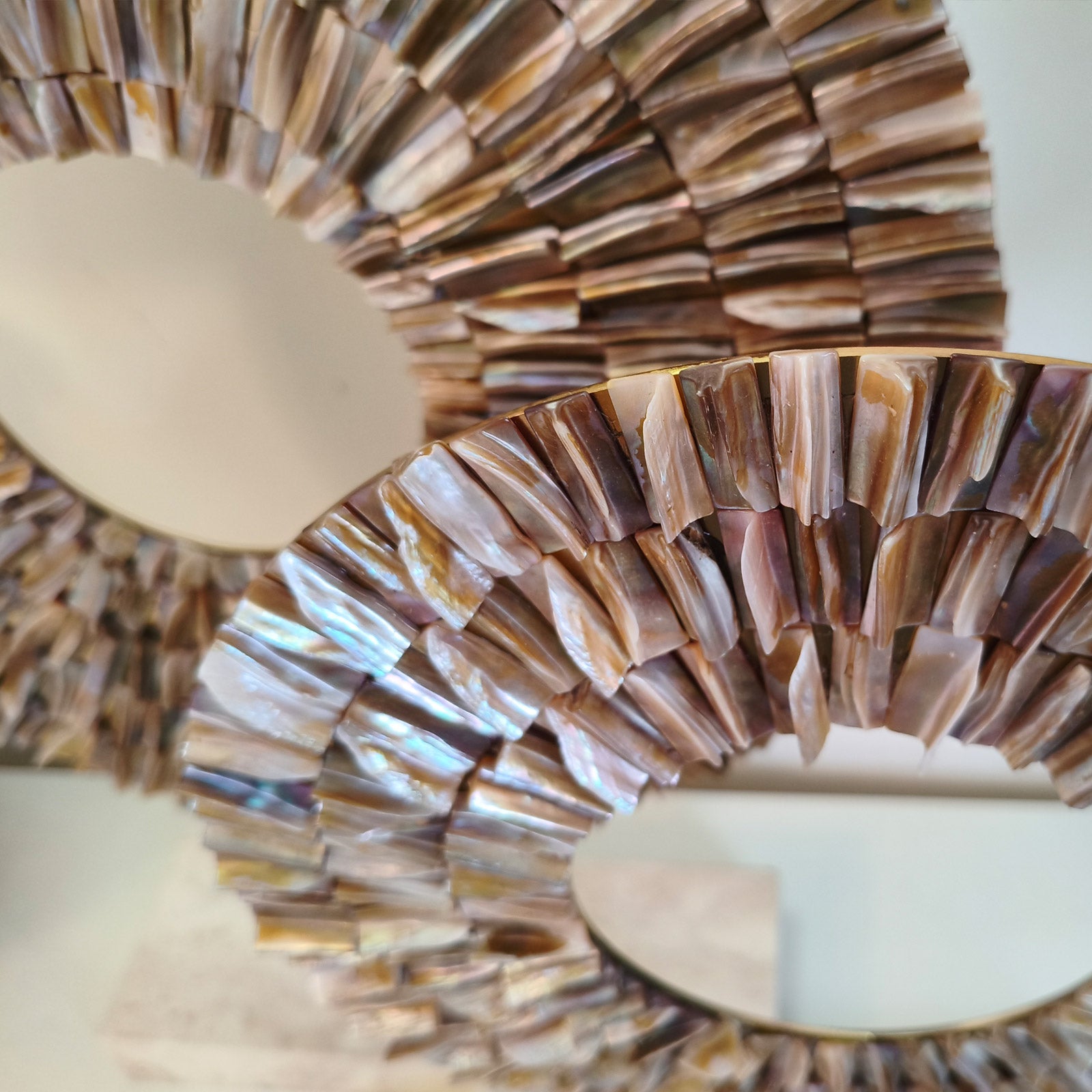 Mother of Pearl Sunburst Sculpture Set | 2-Piece Luxury Table Decor