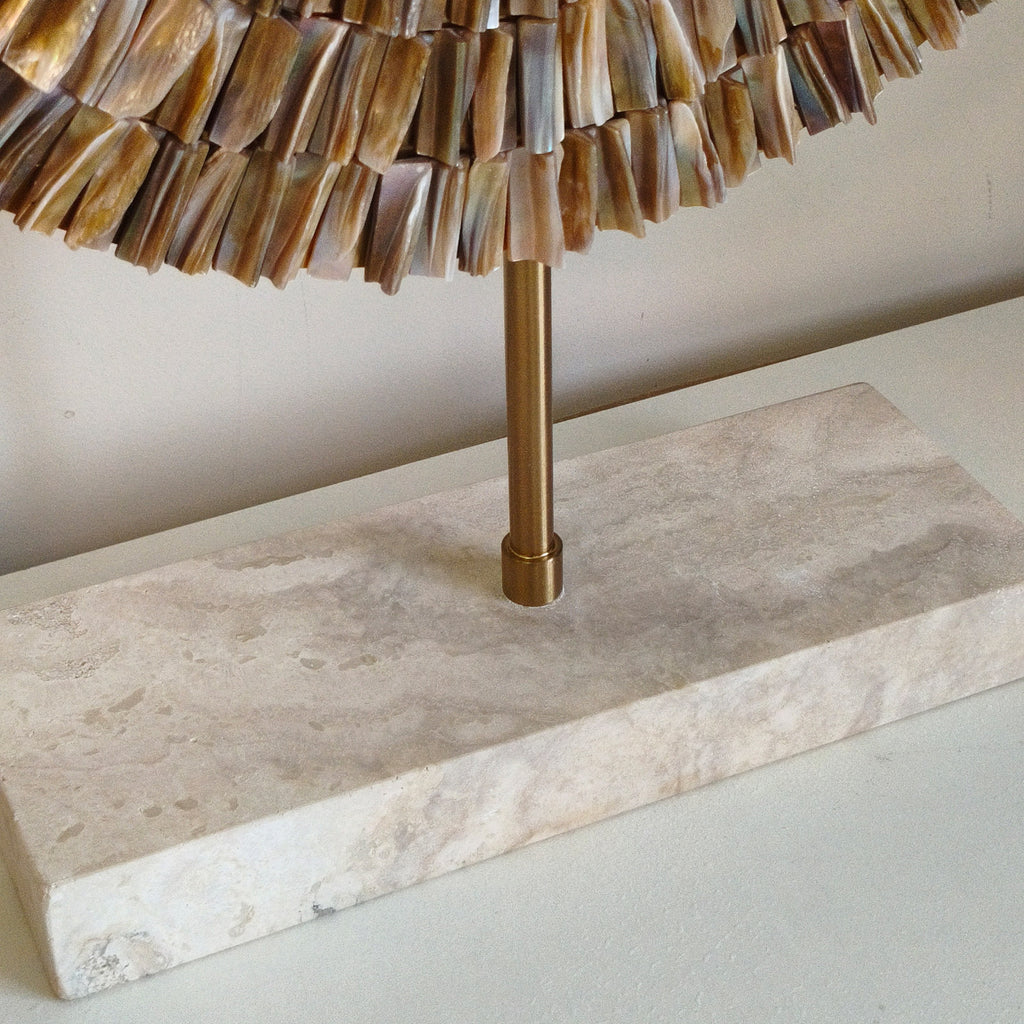 Mother of Pearl Sunburst Sculpture Set | 2-Piece Luxury Table Decor