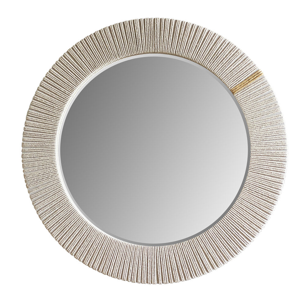 Rope-Wrapped Round Wall Mirror | 80cm | Natural Coastal Decor