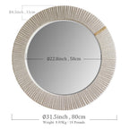 Rope-Wrapped Round Wall Mirror | 80cm | Natural Coastal Decor