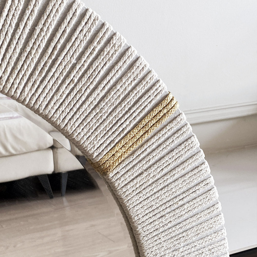 Rope-Wrapped Round Wall Mirror | 80cm | Natural Coastal Decor