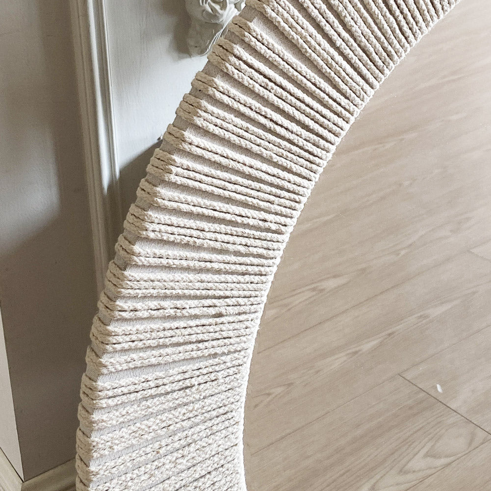 Rope-Wrapped Round Wall Mirror | 80cm | Natural Coastal Decor