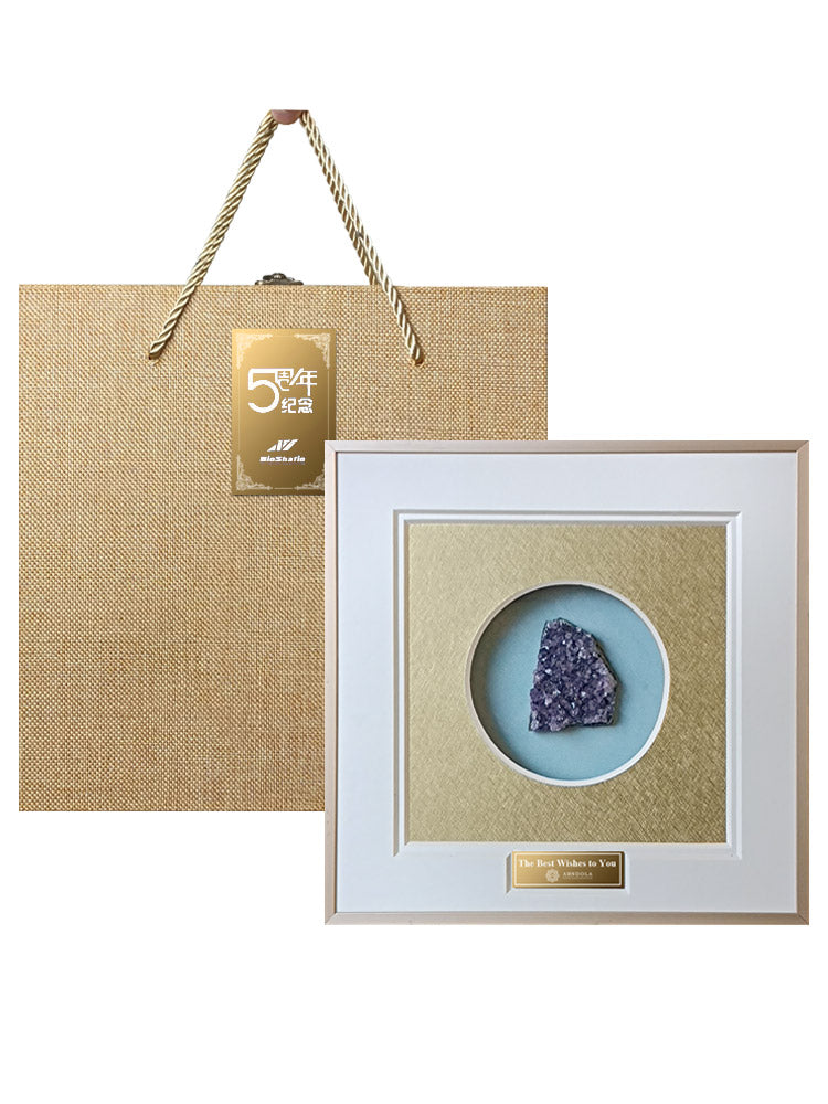 Purple Crystal Shadow Box | Decorative Crystal Display Case with Acrylic Cover