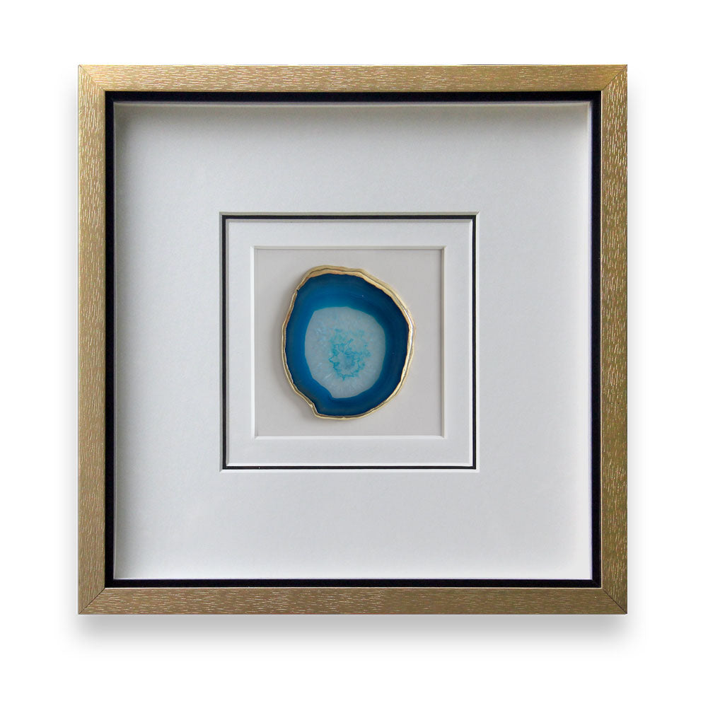 Natural Agate Slice Shadow Box Wall Art | Custom Framed Gemstone Decor