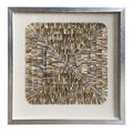 Natural Shell Mosaic Shadow Box | 24×24 in (60×60 cm) | Silver Frame | Coastal Luxury Wall Art