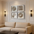 Natural Shell Mosaic Shadow Box | 24×24 in (60×60 cm) | Silver Frame | Coastal Luxury Wall Art