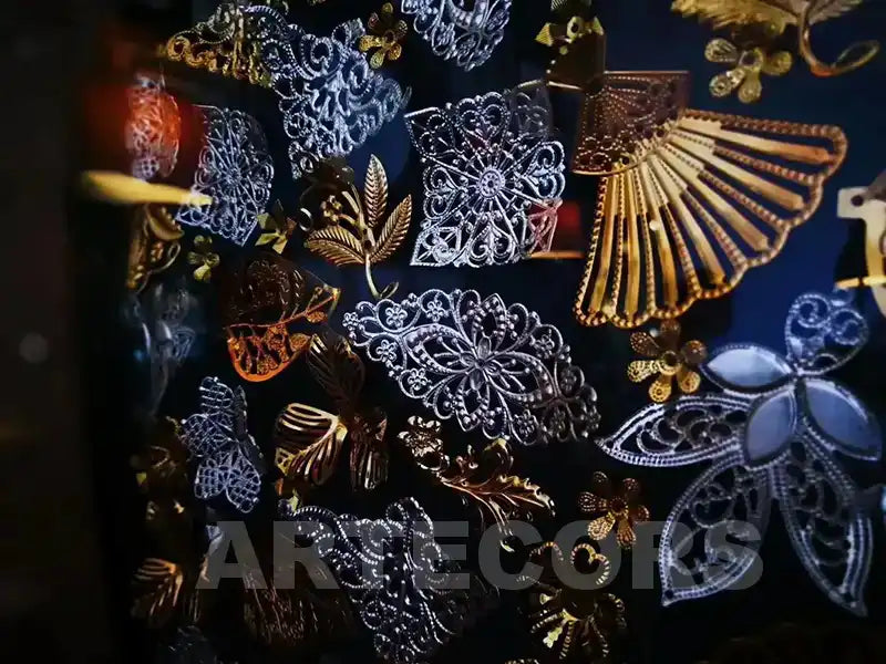 Showcase of handcrafted wall decor details