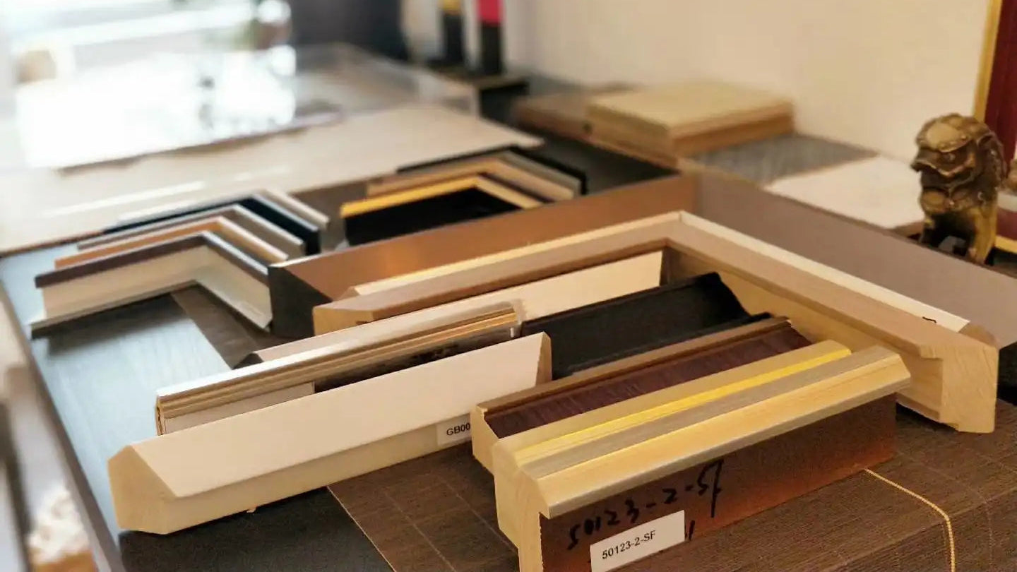 Various framework options, studio production design materials display