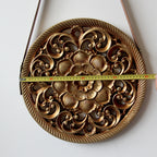 Handcrafted Lotus MDF Wall Hanging | Leather Strap & Rivet | Bohemian Wall Decor