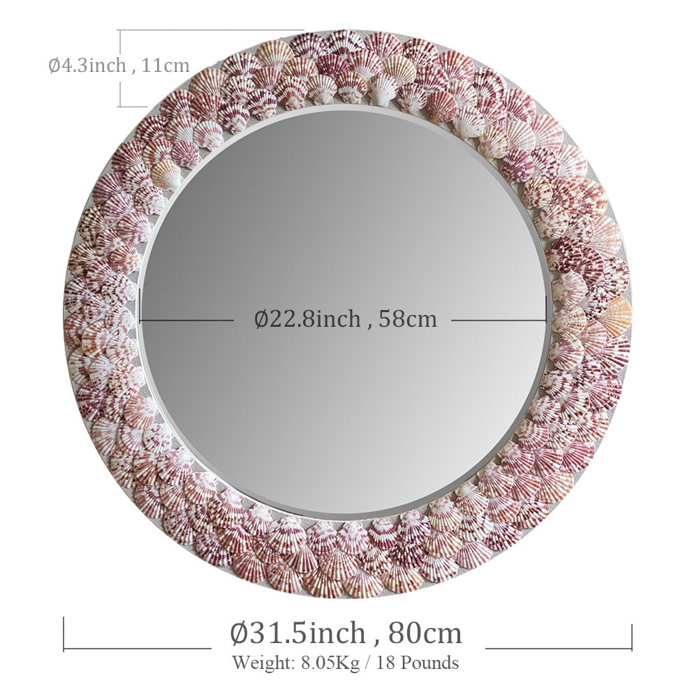 Shell Mosaic Wall Mirror | Custom Color | Luxury Coastal Decor