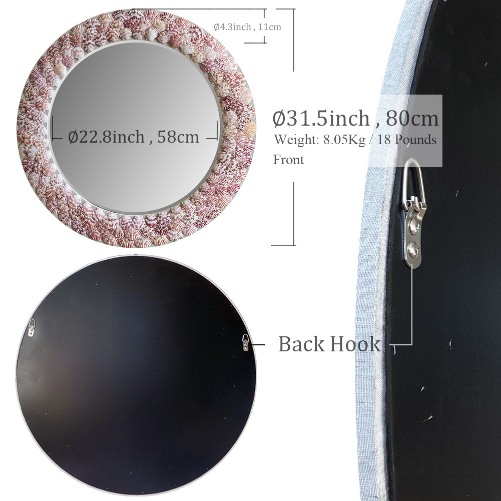 Shell Mosaic Wall Mirror | Custom Color | Luxury Coastal Decor