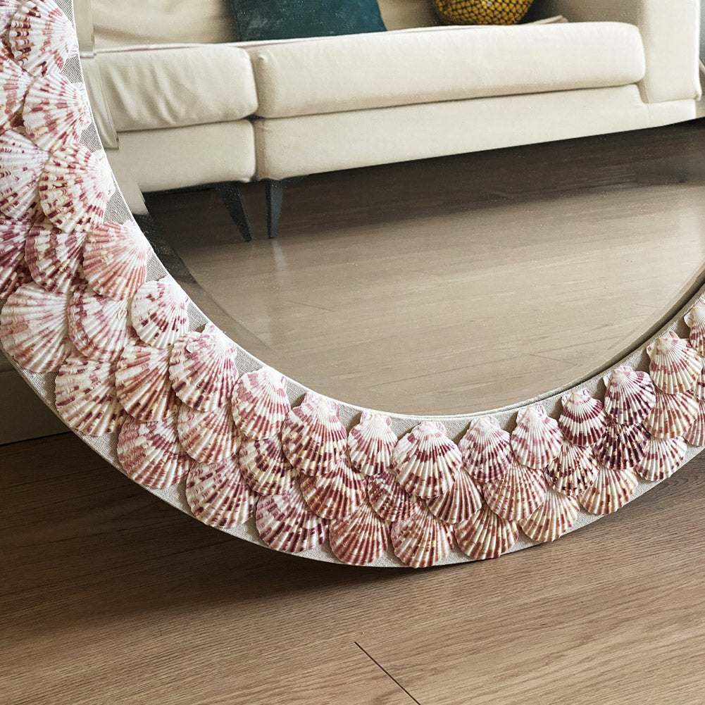 Shell Mosaic Wall Mirror | Custom Color | Luxury Coastal Decor