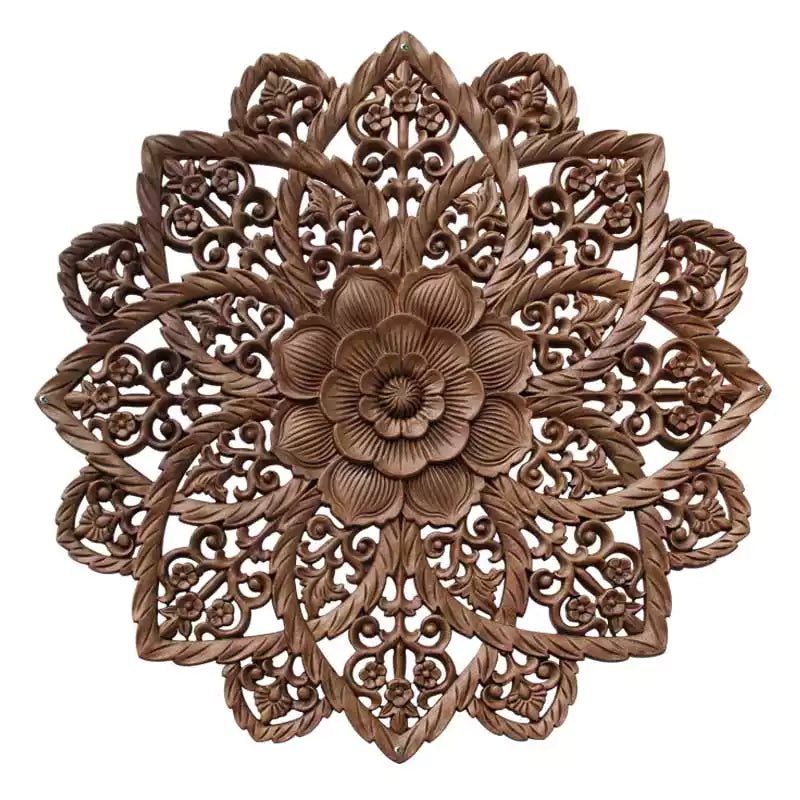 30" Hand-Carved Lotus Wall Art | Zen MDF Wood wall Sculpture for Spa & Meditation Spaces