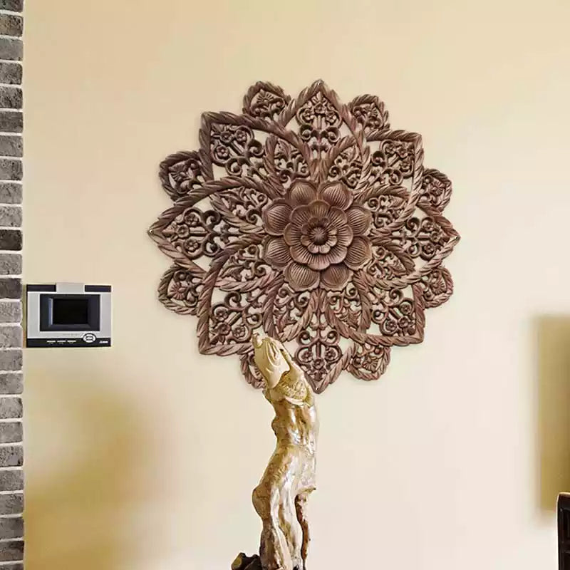 30" Hand-Carved Lotus Wall Art | Zen MDF Wood wall Sculpture for Spa & Meditation Spaces